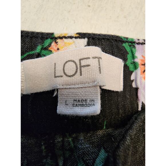 Loft Women's SZ Large Linen Floral Wide Leg Pants - Picture 3 of 8